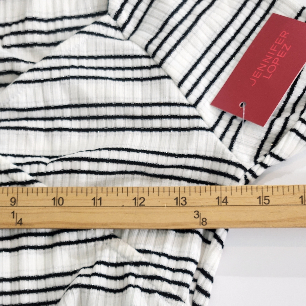 Jennifer Lopez Women's Top Blouse Shirt Size S 3/4 Sleeve V Neck Striped 1 - Picture 8 of 13